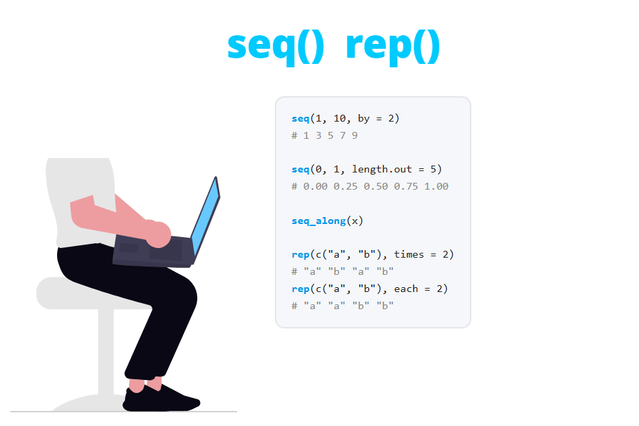 Crear secuencias y repetir valores en R con seq y rep