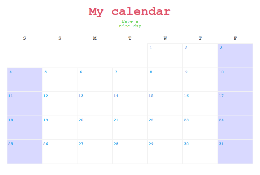 Customized calendar plot in R