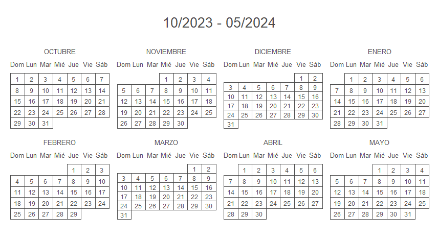 Calendario con fechas personalizadas en R