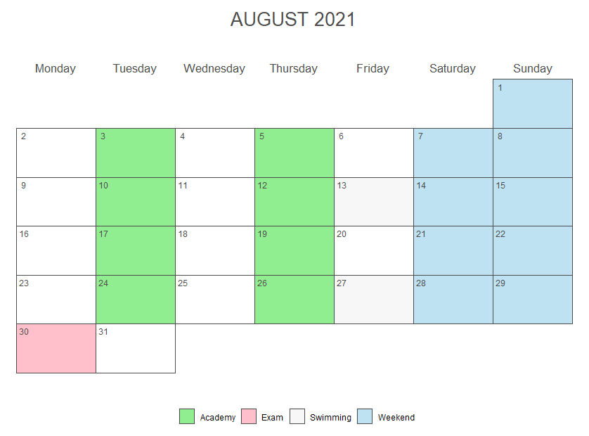 ggplot2 monthly calendar with several events