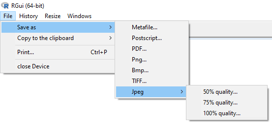 Save plot in R GUI from the menu